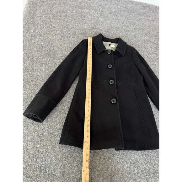 J.Crew Black Wool Blend Button Front A-Line Coat Women's Size 8 - Picture 7 of 12